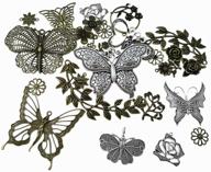 🦋 kinteshun butterfly and flower leaf charm pendant set for diy jewelry making accessories (29pcs, in silver and bronze tones) logo
