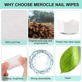 img 3 attached to 600PCS MEROCLE Nail Polish Remover Cotton Pads, 100% Lint Free, Natural Wood Pulp and Polypropylene, Ideal for Professional Soak Off Gel Polish Removal, Dust-free