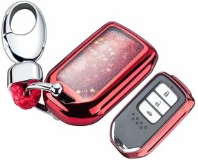 img 4 attached to 🔑 Red Plated Soft TPU Car Key Protection Shell Case Cover for Honda Civic, Accord, CR-V, Pilot Smart Key Keyless Remote FOB Shell Key Chains