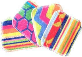 img 1 attached to 🧼 Top-rated, Dishwasher Safe Flat Pot Scrubbers Set - Assorted Colors (Pack of 4)