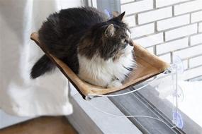 img 1 attached to 🦁 Luxurious Multi-functional Lazy Lion Cat Window Hammock and Perch. Available in 2 Trendy Colors. Easily Mounts on Windows or Walls.