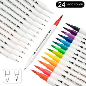 img 3 attached to VITOLER Colored Markers Dual Tip Brush Pens - 24 Brush Pens Set for Coloring, Drawing, and Art Craft Supplies