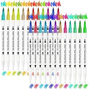 img 4 attached to VITOLER Colored Markers Dual Tip Brush Pens - 24 Brush Pens Set for Coloring, Drawing, and Art Craft Supplies