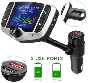 img 1 attached to 🚗 Nulaxy KM29 Silver Bluetooth FM Transmitter with 1.8 Inch Display, Car Charger Adapter, Wireless Bluetooth Receiver Hands-Free Kit, QC3.0 & 5V/2.4A, USB Drive and SD Card Support, Aux Input & Output