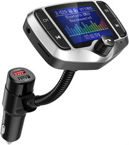 img 4 attached to 🚗 Nulaxy KM29 Silver Bluetooth FM Transmitter with 1.8 Inch Display, Car Charger Adapter, Wireless Bluetooth Receiver Hands-Free Kit, QC3.0 & 5V/2.4A, USB Drive and SD Card Support, Aux Input & Output