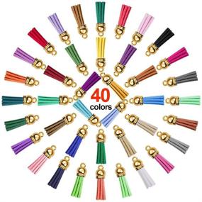 img 3 attached to 🔑 120pcs Keychain Tassels by Homkare - Bulk Leather Tassels for Crafts in 40 Colors with Gold Caps