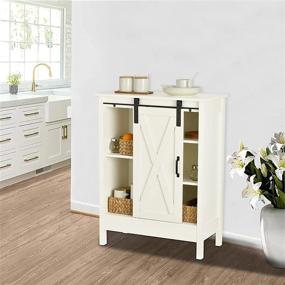 img 3 attached to 🚪 ELONG HOME Sliding Door Buffet Cabinet: Farmhouse Storage for Kitchen, Bathroom & Living Room