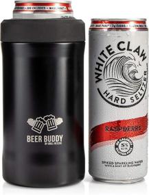 img 2 attached to 🍺 Beer Buddy Insulated Can Holder - Vacuum-Sealed Stainless Steel - Beer Bottle Insulator for Cold Beverages - Thermos Beer Cooler - Fits Any Size Drink - One Size Fits All (Matte Black)