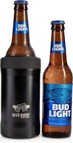 img 1 attached to 🍺 Beer Buddy Insulated Can Holder - Vacuum-Sealed Stainless Steel - Beer Bottle Insulator for Cold Beverages - Thermos Beer Cooler - Fits Any Size Drink - One Size Fits All (Matte Black)