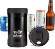 🍺 beer buddy insulated can holder - vacuum-sealed stainless steel - beer bottle insulator for cold beverages - thermos beer cooler - fits any size drink - one size fits all (matte black) логотип