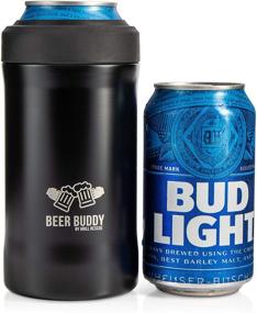 img 3 attached to 🍺 Beer Buddy Insulated Can Holder - Vacuum-Sealed Stainless Steel - Beer Bottle Insulator for Cold Beverages - Thermos Beer Cooler - Fits Any Size Drink - One Size Fits All (Matte Black)