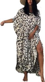 img 4 attached to 👗 Bsubseach Women's Loose Short Sleeve Swimwear Beach Caftan Dress: The Perfect Bathing Suit Cover Up