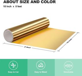 img 3 attached to 🔆 Gold Metallic HTV Heat Transfer Foil Vinyl 10 inches - 5ft Rolls - Iron on Vinyl Works with Silhouette Cameo and Other Cutters - DIY Design for T-Shirt Decoration