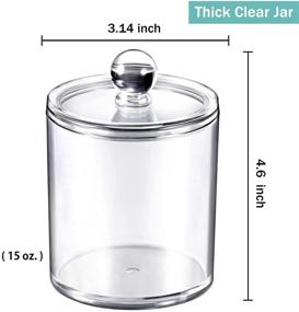 img 2 attached to Convenient 2 Pack of 15 Oz. Qtip Dispenser Apothecary Jars with Labels - Clear Plastic Acrylic Jar for Bathroom Storage of Qtips, Cotton Balls, Swabs, and Rounds (2 Pack of 15 Oz., Small Size)