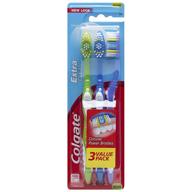 colgate extra clean full head toothbrush, medium - 3 count (pack of 1): optimal oral hygiene with enhanced cleaning logo