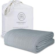 scottish grey herringbone multipurpose blanket - 1 piece, 100% extra long staple cotton, threadmill home linen logo