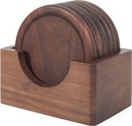 🌿 enhance your décor with natural coaster coaster walnut set - 7 pieces included логотип