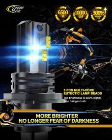 img 1 attached to 💡 Cougar Motor H4 LED Лампа: 10000LM Бесшумная 9003 6500K Холодный Белый Все-в-Одном Набор для Преобразования с Прямой Установкой - Замена галогеновой.