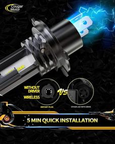 img 2 attached to 💡 Cougar Motor H4 LED Лампа: 10000LM Бесшумная 9003 6500K Холодный Белый Все-в-Одном Набор для Преобразования с Прямой Установкой - Замена галогеновой.