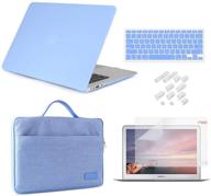 🖥 macbook air 13 inch case 2018 2019 release model a1932 bundle 5 in 1, icasso serenity blue hard plastic case, sleeve, screen protector, keyboard cover & dust plug compatible with macbook air 13'' - improved seo logo