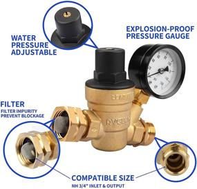 img 2 attached to 🚰 RVGUARD RV Water Pressure Regulator Valve: Brass Lead-Free Adjustable Reducer with Gauge & Inlet Screen Filter for RV Camper Travel Trailer