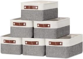 img 4 attached to 📦 DULLEMELO Shelf Storage Baskets: Small Fabric Collapsible Rectangular Baskets for Organizing, Home, Office & Nursery - 6-Pack, White & Gray