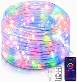 img 4 attached to 🏮 Peteme Smart WiFi Rope Lights: 33ft 100 Led RGB Color Changing Music Sync Outdoor Waterproof String Lights with Alexa & Google Home Compatibility - Voice Control for a Bright and Vibrant Atmosphere