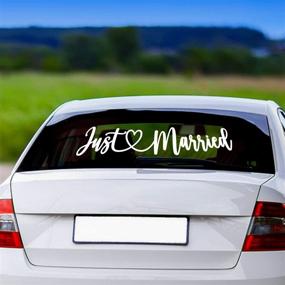 img 2 attached to Улучшите свое событие с виниловой наклейкой 26X5 Just Married Car Decorations: съемные и элегантные блески для душа для невесты, церковных свадеб и медового месяца.