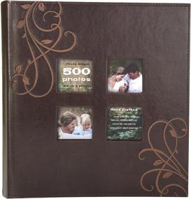 img 2 attached to 📸 Kleer-Vu Photo Embroidery Leather Collection, Brown - Holds 500 4x6 inch Photos, with 5 Per Page
