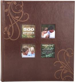 img 1 attached to 📸 Kleer-Vu Photo Embroidery Leather Collection, Brown - Holds 500 4x6 inch Photos, with 5 Per Page