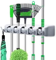 🧹 letmy broom holder wall mounted - mop and broom hanger rack - garage storage organizer & garden tool holder - 5 position 6 hooks for home, kitchen, garden, tools, garage organization logo