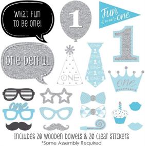 img 3 attached to 🎂 Big Dot of Happiness Fun to be One - 1st Birthday Boy Photo Booth Props Kit - 20 Count - First Birthday Party