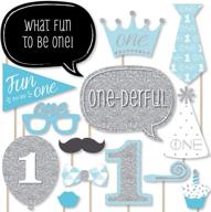 🎂 big dot of happiness fun to be one - 1st birthday boy photo booth props kit - 20 count - first birthday party логотип