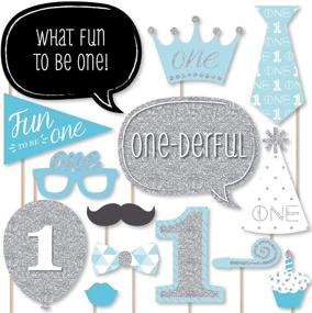 img 4 attached to 🎂 Big Dot of Happiness Fun to be One - 1st Birthday Boy Photo Booth Props Kit - 20 Count - First Birthday Party