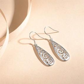 img 3 attached to ✨ FANCIME Sterling Silver Drop Earrings – Lightweight Polished Dangles for Women & Girls: Fine Jewelry Gifts, Filigree Knots, Twisted Hoops & Teardrop Ovals