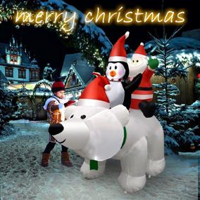 img 3 attached to 🎅 Outdoor Christmas Inflatable Decorations - 6.6ft Long Polar Bear with Santa Claus and Penguin - LED Lights - Yard Garden Lawn Holiday Decor