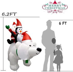 img 1 attached to 🎅 Outdoor Christmas Inflatable Decorations - 6.6ft Long Polar Bear with Santa Claus and Penguin - LED Lights - Yard Garden Lawn Holiday Decor