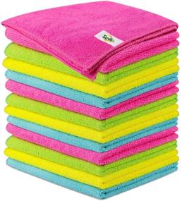 img 4 attached to 🧽 SCRUBIT Microfiber Cleaning Cloths (12 Pack) - Lint Free Towels for House, Kitchen, Cars, Windows - Ultra Absorbent and Super Soft Wash Cloths