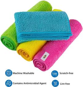 img 3 attached to 🧽 SCRUBIT Microfiber Cleaning Cloths (12 Pack) - Lint Free Towels for House, Kitchen, Cars, Windows - Ultra Absorbent and Super Soft Wash Cloths