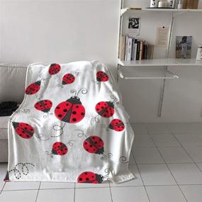 img 2 attached to 🛏️ Super Soft Flannel Fleece Bed Blanket - Twin Size Throw for Kids Girls Boys, Red Ladybug Cartoon White Pattern, Lightweight and Breathable - Ideal for Bedroom, Living Room, Sofa Couch - Measures 39x49in