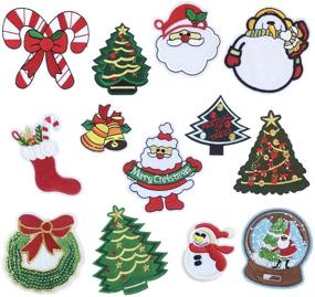 img 4 attached to 🧥 Iron On Patches Embroidered Appliques: DIY Xmas Style Decoration & Repair – 13pcs