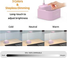 img 2 attached to 🌸 AXX LED Desk Lamp for Home Office: Small, Cute and Pink - Battery Operated, Rechargeable, Flexible Gooseneck with Pen Holder - Perfect Study Table Lamp for Bedroom Reading