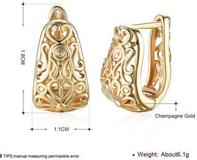 img 2 attached to 14K Gold Plated Filigree Wide Stud Small Hoop Earrings for Women Girls | Oval, Hollowed-out, Fashion Texture, Love Heart, Chunky Huggie Hoops | Hypoallergenic, Sensitive Ear Gifts | Birthday, Mom, Xmas