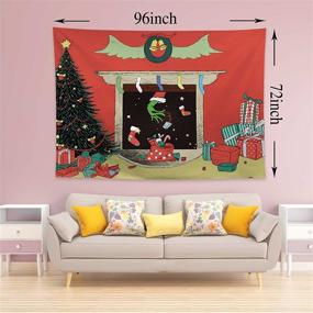 img 2 attached to 🔥 Funnytree Cartoon Christmas Fireplace Photography Backdrop 96x72 inches Stole Christmas Winter Background Santa Pine Tree Baby Shower Party Decoration Banner Supplies