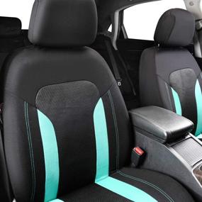 img 2 attached to 🚗 CAR-GRAND Universal Fit Sporty Breathable Mesh and Fabric Car Seat Covers – Mint