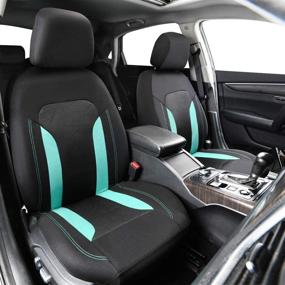 img 3 attached to 🚗 CAR-GRAND Universal Fit Sporty Breathable Mesh and Fabric Car Seat Covers – Mint