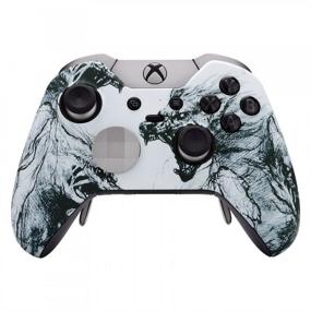 img 4 attached to 🐺 eXtremeRate Soft Touch Wolf Soul Front Housing Shell Faceplate for Xbox One Elite Controller Model 1698 with Thumbstick Accent Rings (Controller NOT Included)