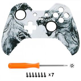 img 2 attached to 🐺 eXtremeRate Soft Touch Wolf Soul Front Housing Shell Faceplate for Xbox One Elite Controller Model 1698 with Thumbstick Accent Rings (Controller NOT Included)
