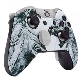 img 1 attached to 🐺 eXtremeRate Soft Touch Wolf Soul Front Housing Shell Faceplate for Xbox One Elite Controller Model 1698 with Thumbstick Accent Rings (Controller NOT Included)