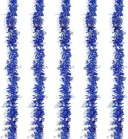 img 1 attached to 🎄 Blue Metallic Twist Garland with Star - 33FT Tinsel Decorations for Christmas Tree, Wedding, Birthday Party - 5-Layer Encrypted Tinsel Tassel - Reliable Supplies